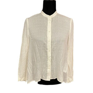 MAJE Long Sleeve Button-Up High Low Top in Cream White size 1 Small